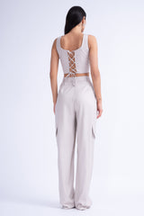 Ivoire Matching Set With Wide Leg Trousers And Corset Top