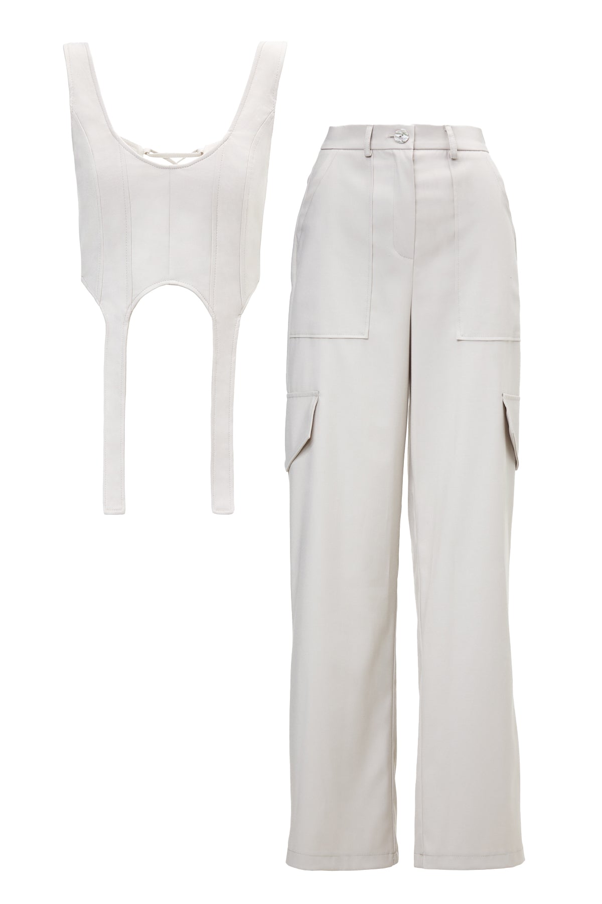 Ivoire Matching Set With Wide Leg Trousers And Corset Top