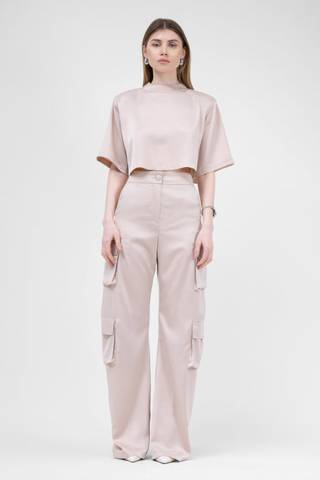 Ivory Cargo Trousers With Pockets