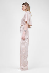 Ivory Matching Set With T-shirt And Cargo Trousers