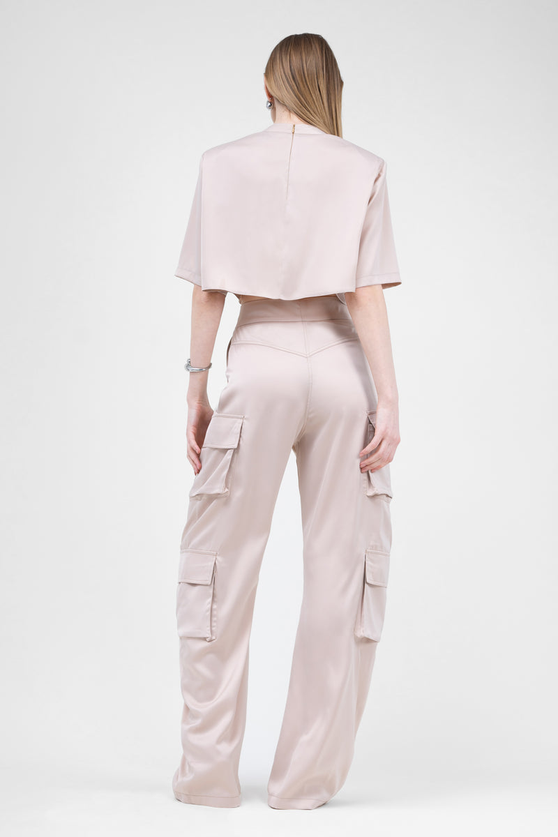 Ivory Cargo Trousers With Pockets