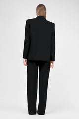 Black Suit With Regular Blazer With Double Pocket And Stripe Detail Trousers