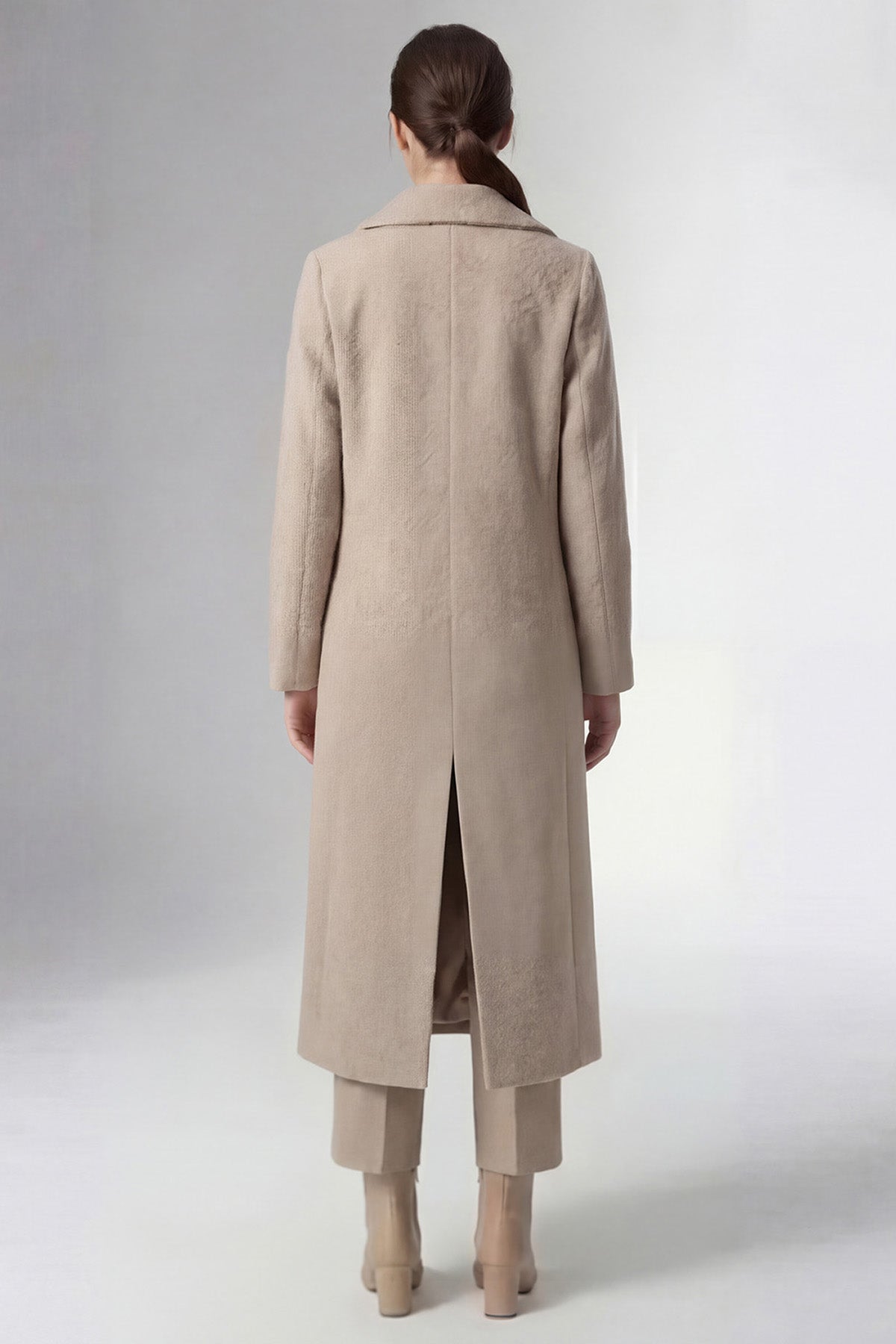 Taupe Maxi Wool Blend Coat