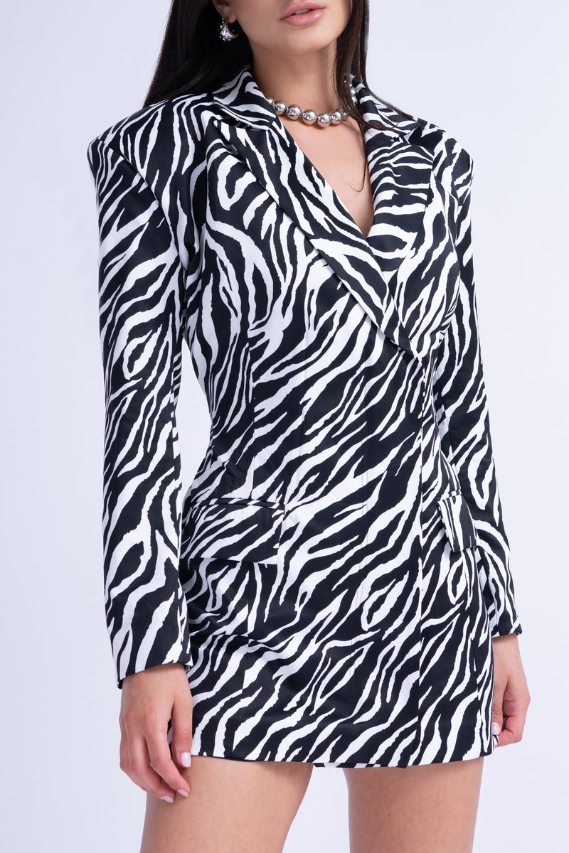 Zebra Print Blazer Dress