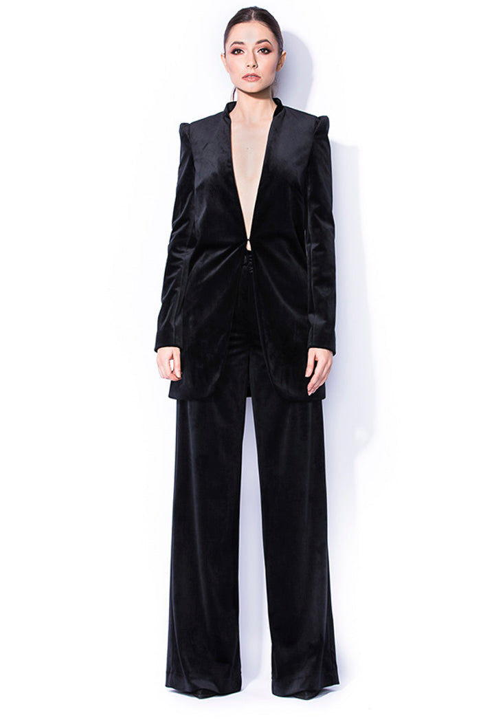 Sacou oversized din catifea neagra