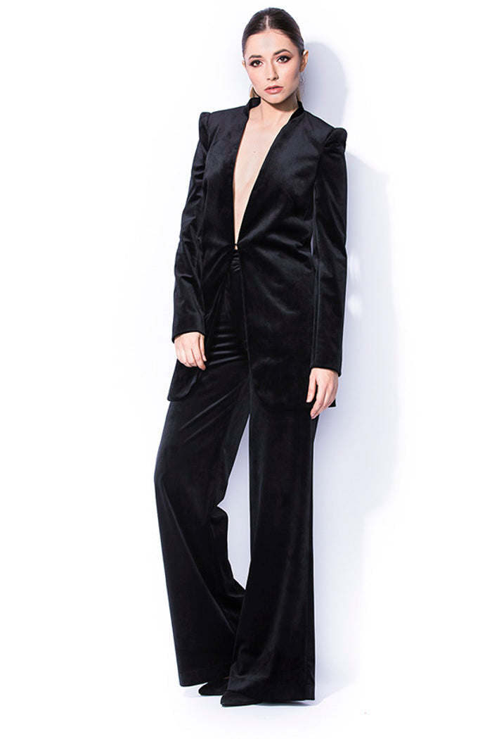 Sacou oversized din catifea neagra