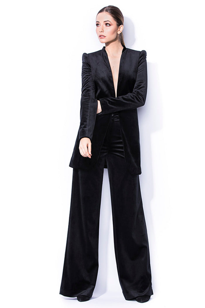 Sacou oversized din catifea neagra