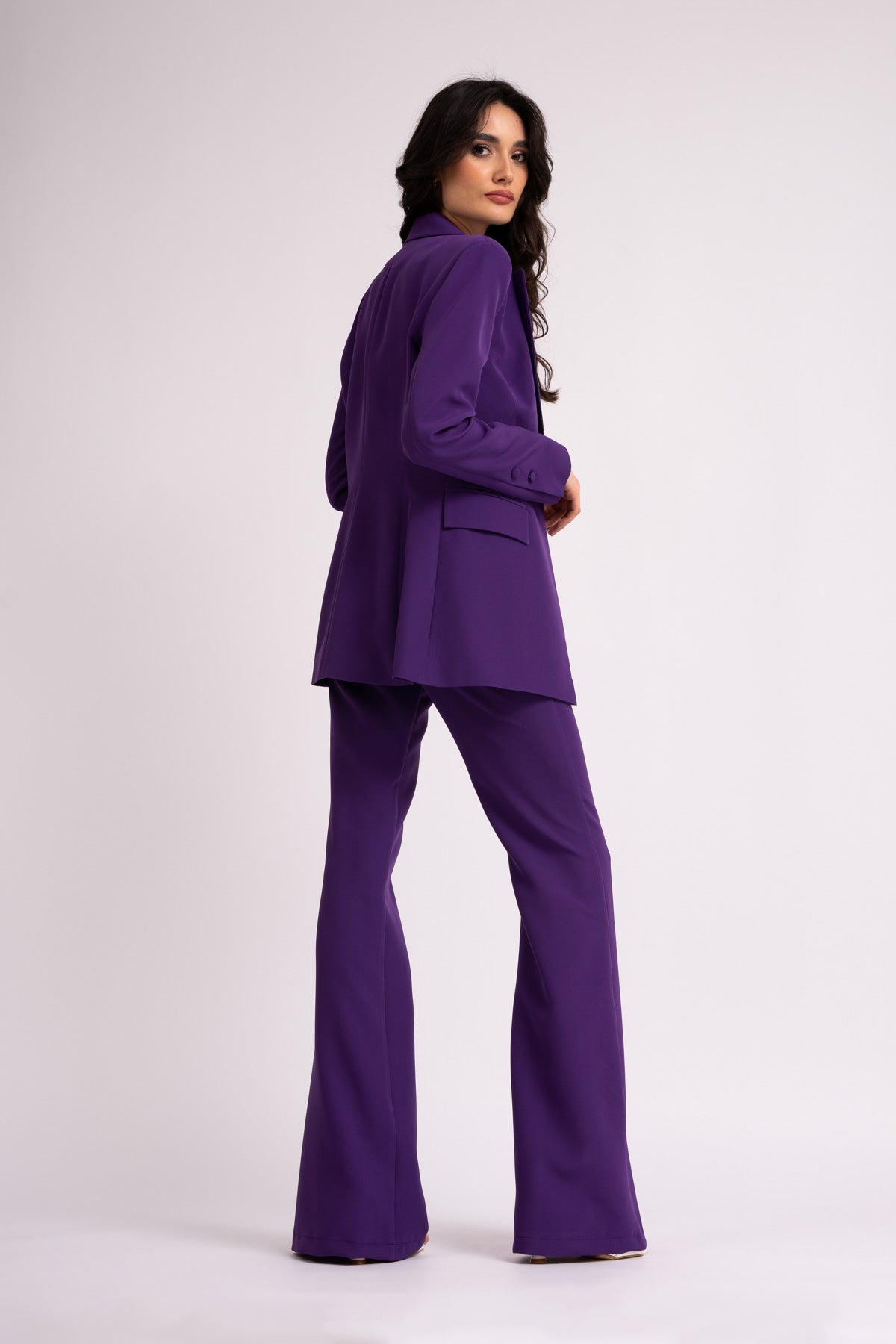 Deep purple flared trousers