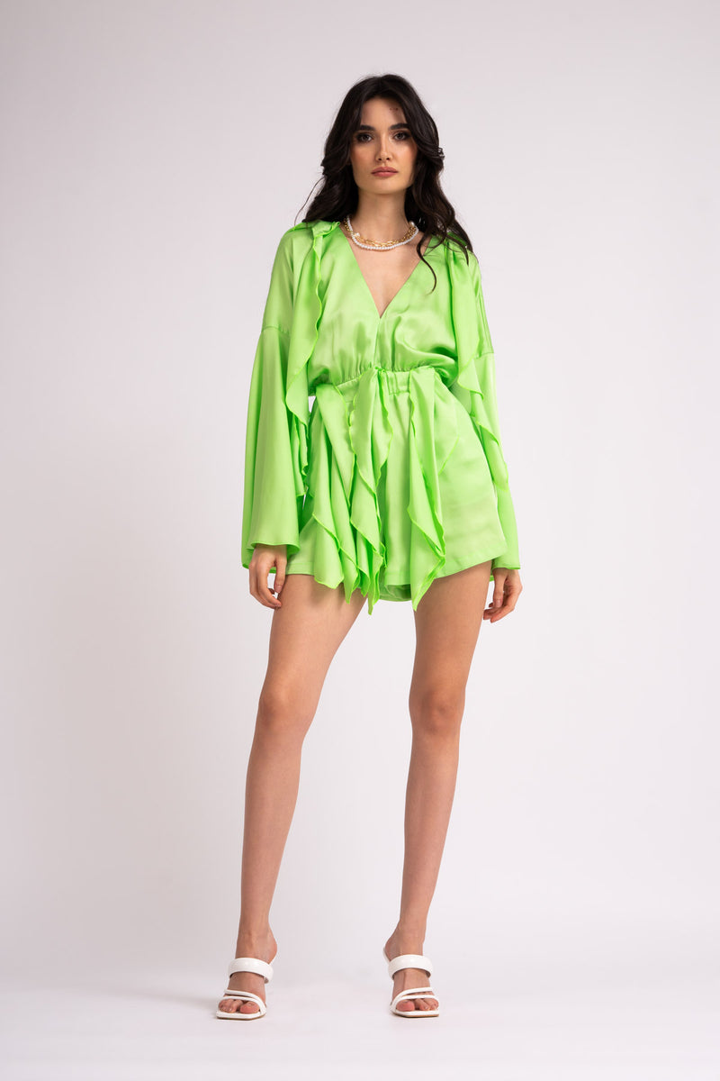 Neon mini ruffle jumpsuit