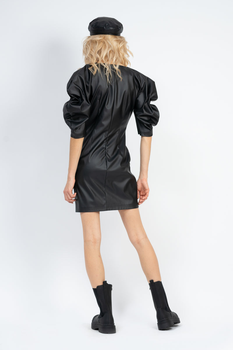 Black Eco Leather Mini Dress