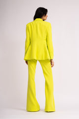 Lime suit with slim fit blazer and flared trousers
