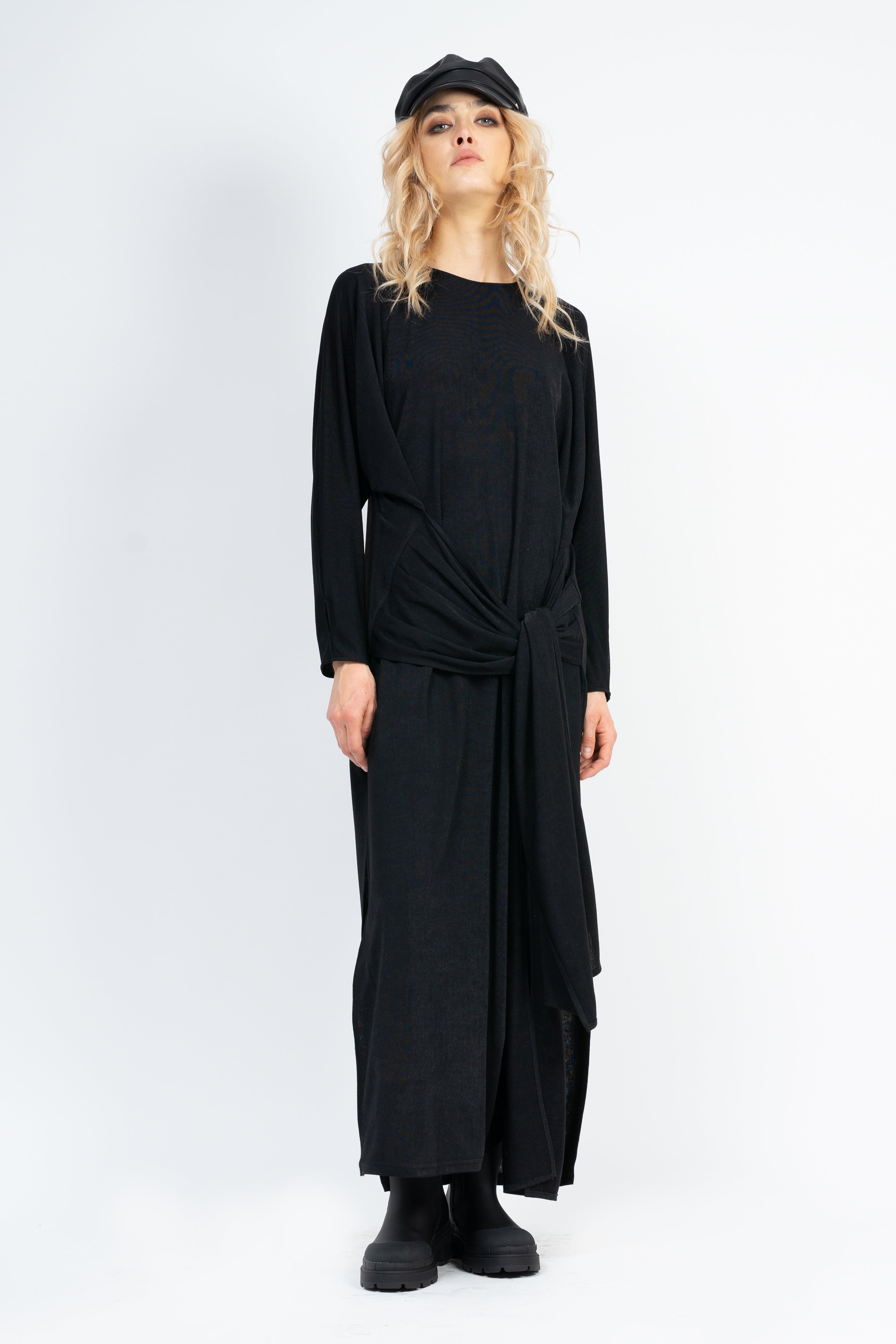 Black maxi dress with scarves