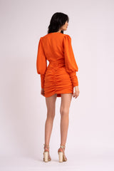 Neon orange mini dress with knot