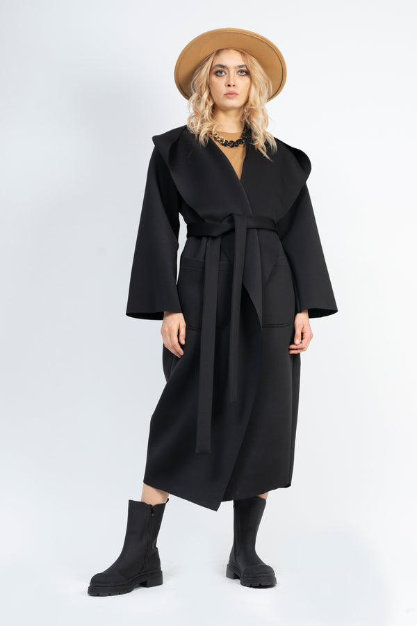 Black neoprene coat