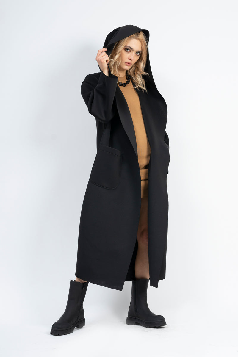 Black neoprene coat
