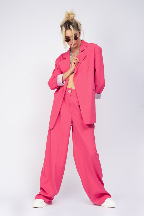 Neon pink suit