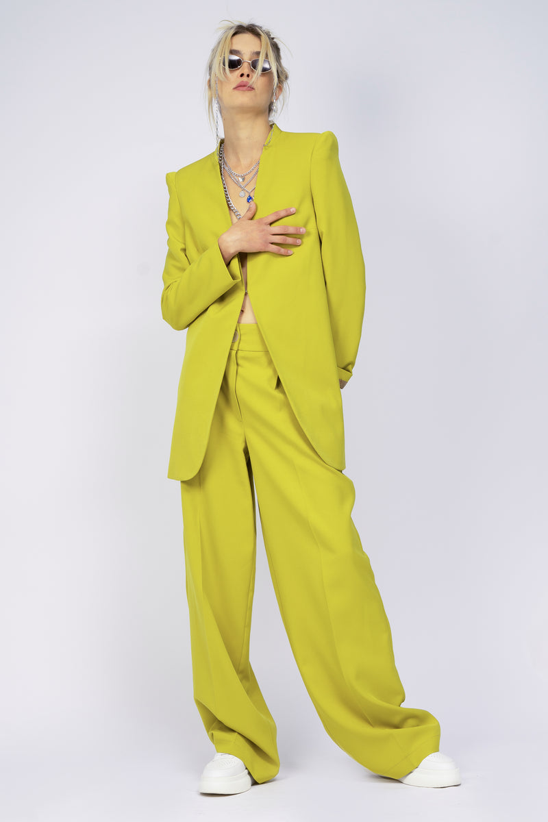Lime wide leg trousers