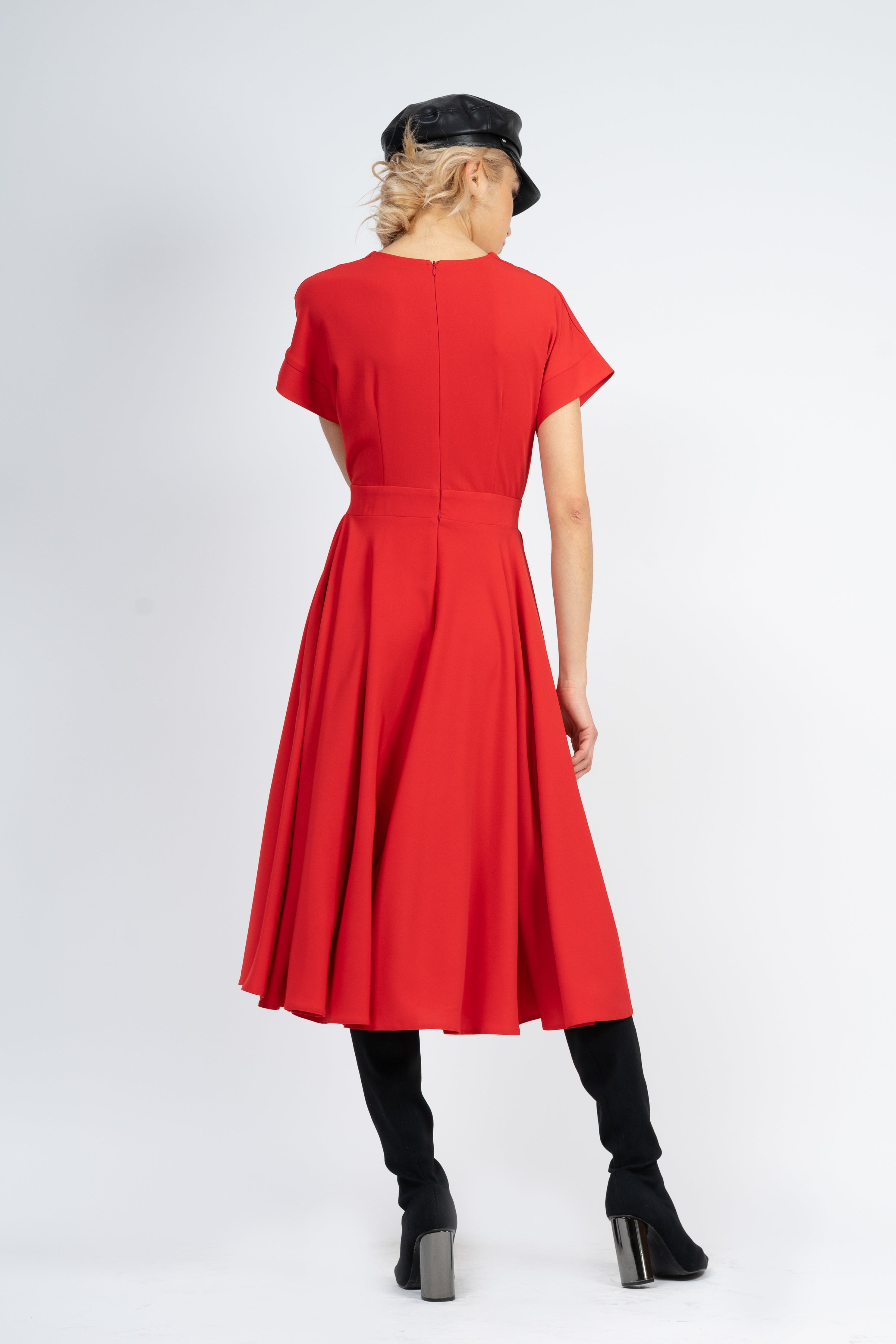Red midi cocktail dress
