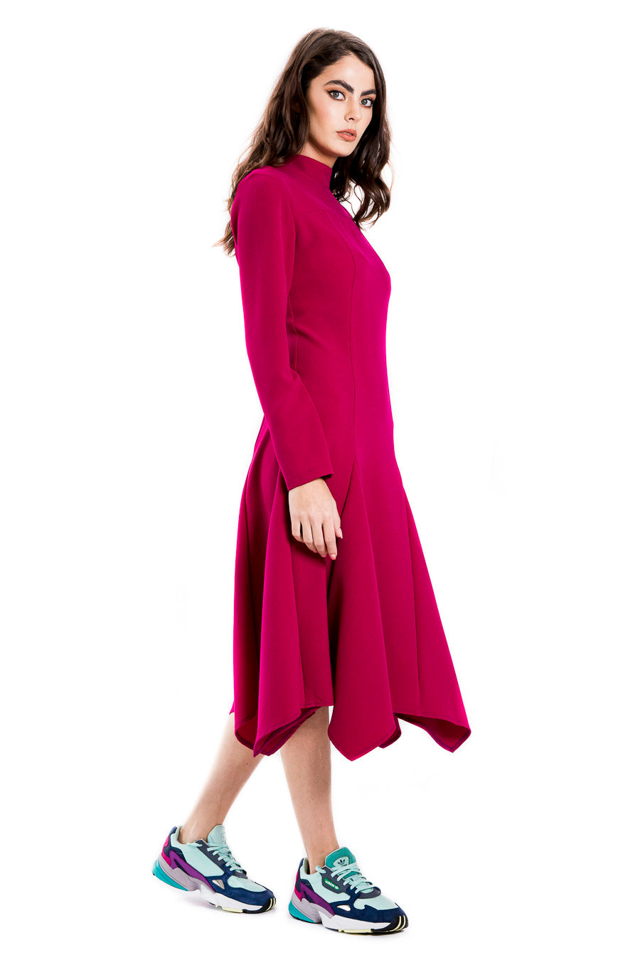 Rochie cu clini si guler tunica