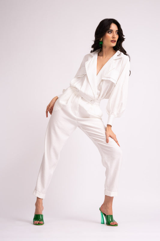 White maxi jumpsuit