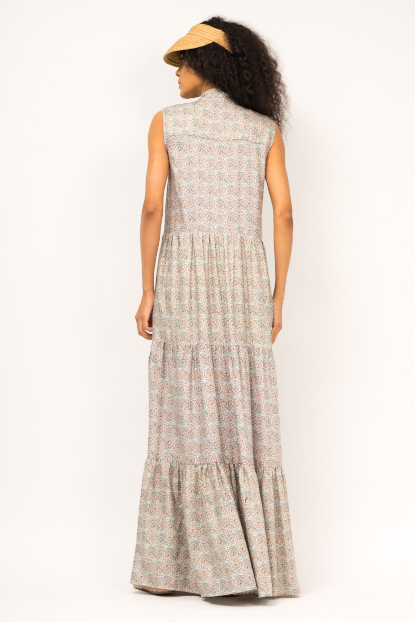 Rochie maxi printata cu esarfa