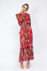 Red Maxi Dress With Floral Print