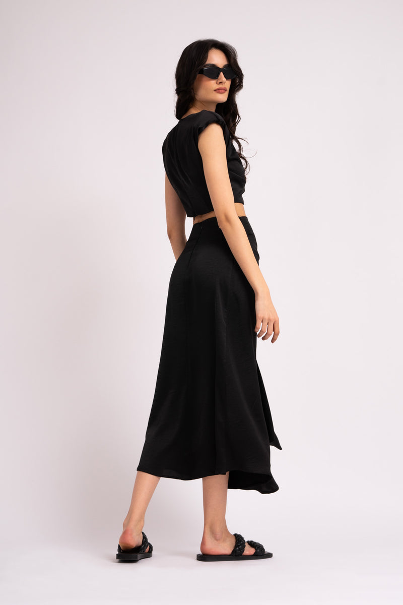 Black A-line skirt