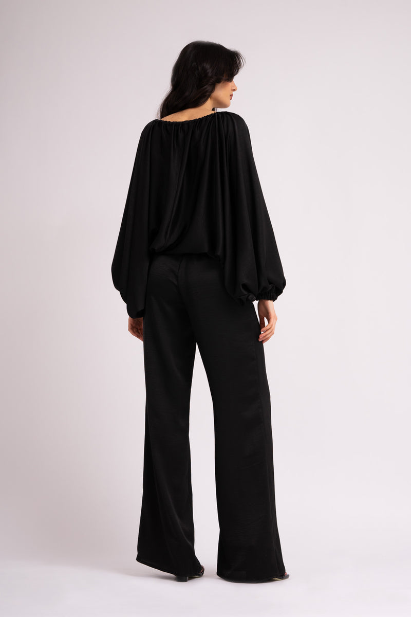 Black set with blouse and wide leg trousers