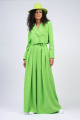 Green Suit with Cropped Blazer & Palazzo Pants