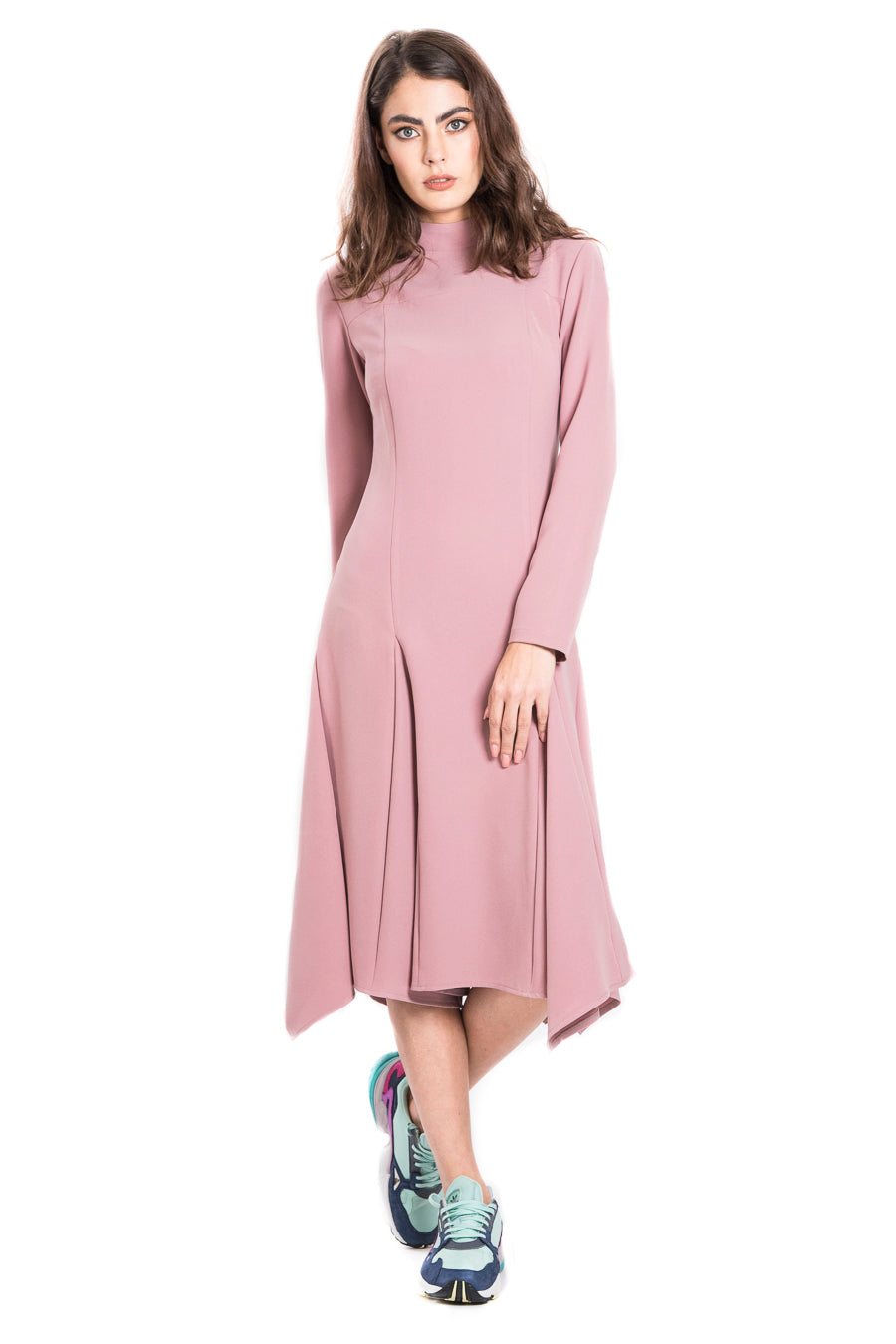 Rochie cu clini si guler tunica