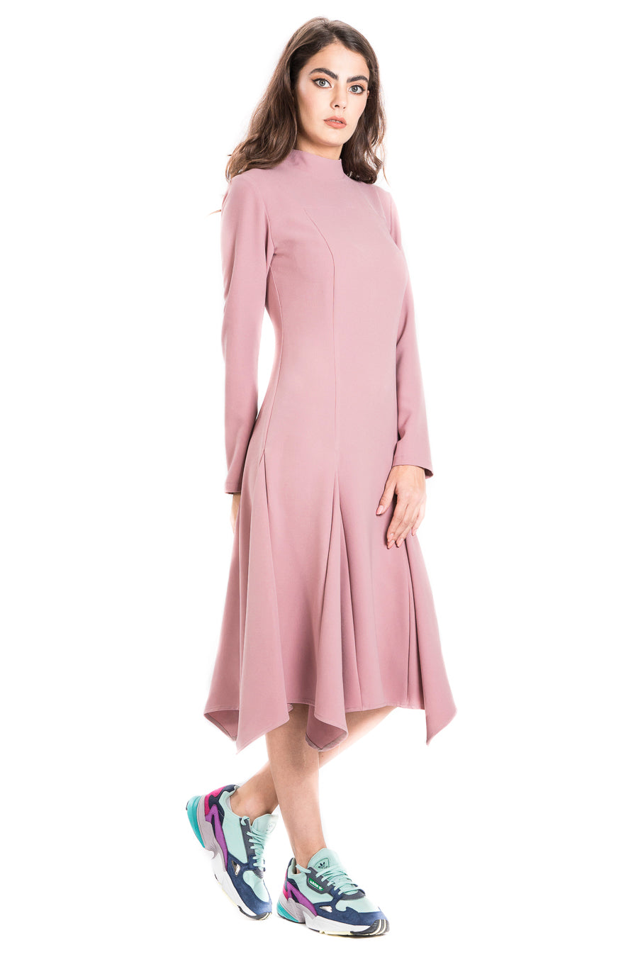 Rochie cu clini si guler tunica