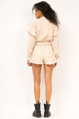 Beige set with blouse and shorts