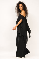 Asymmetrical angles blouse with fallen shoulders