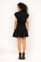 Mini dress with ruffles and details on the neckline area