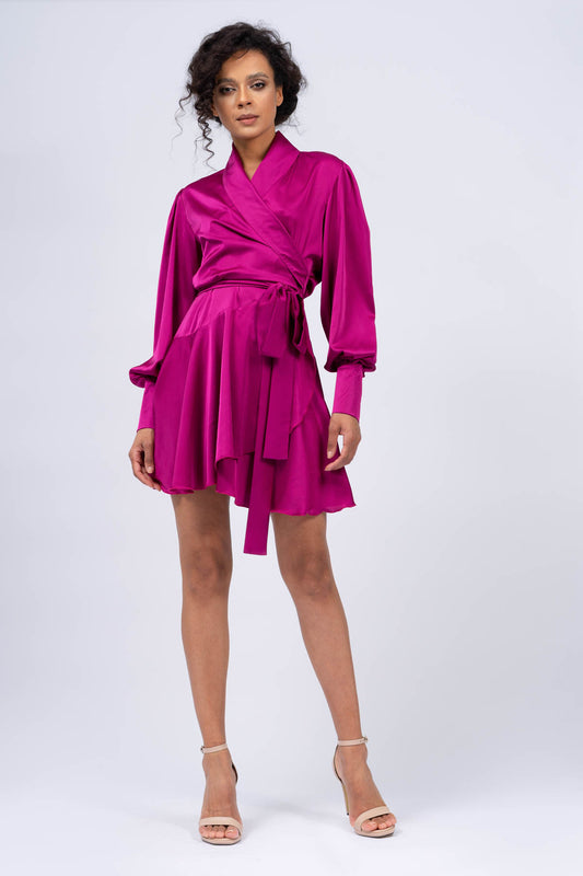 Fuchsia Mini Dress with Lapels