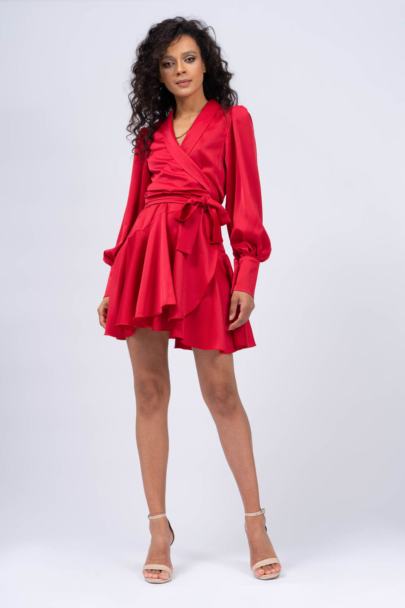 Red Mini Dress with Lapels