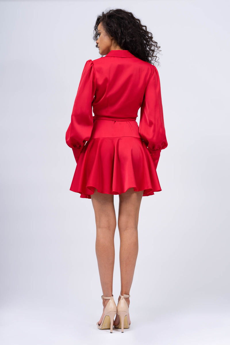 Red Mini Dress with Lapels