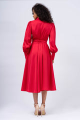 Robe midi rouge à revers