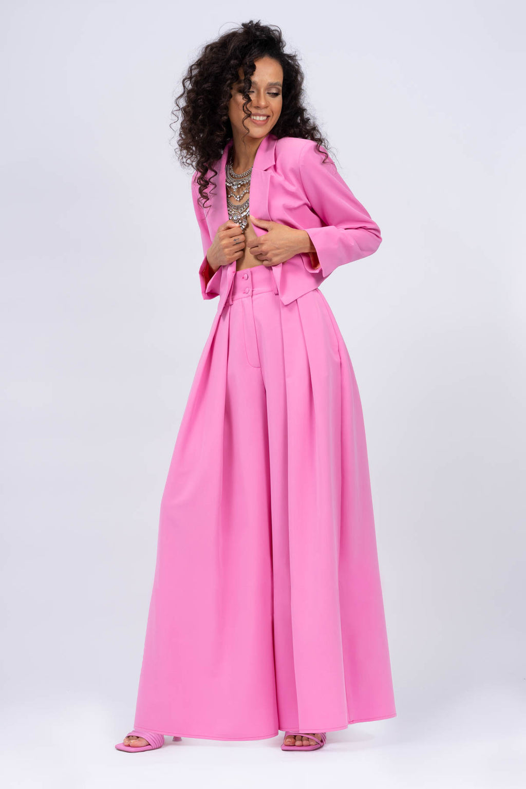 Solid Formal Suit Hot Pink Spagitti Crop Top Co ord Set at Rs 1160/piece in  New Delhi
