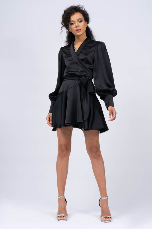 Black Mini Dress with Lapels