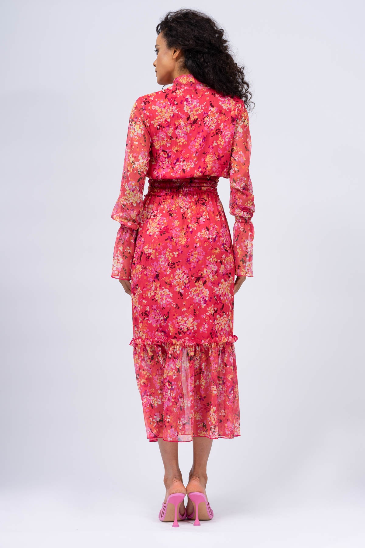 Pink Maxi Dress with Floral Print