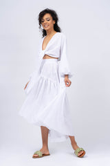 White Maxi Linen Skirt