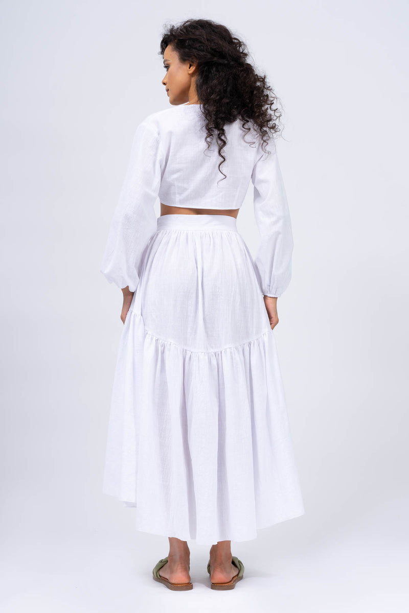 White Maxi Linen Skirt