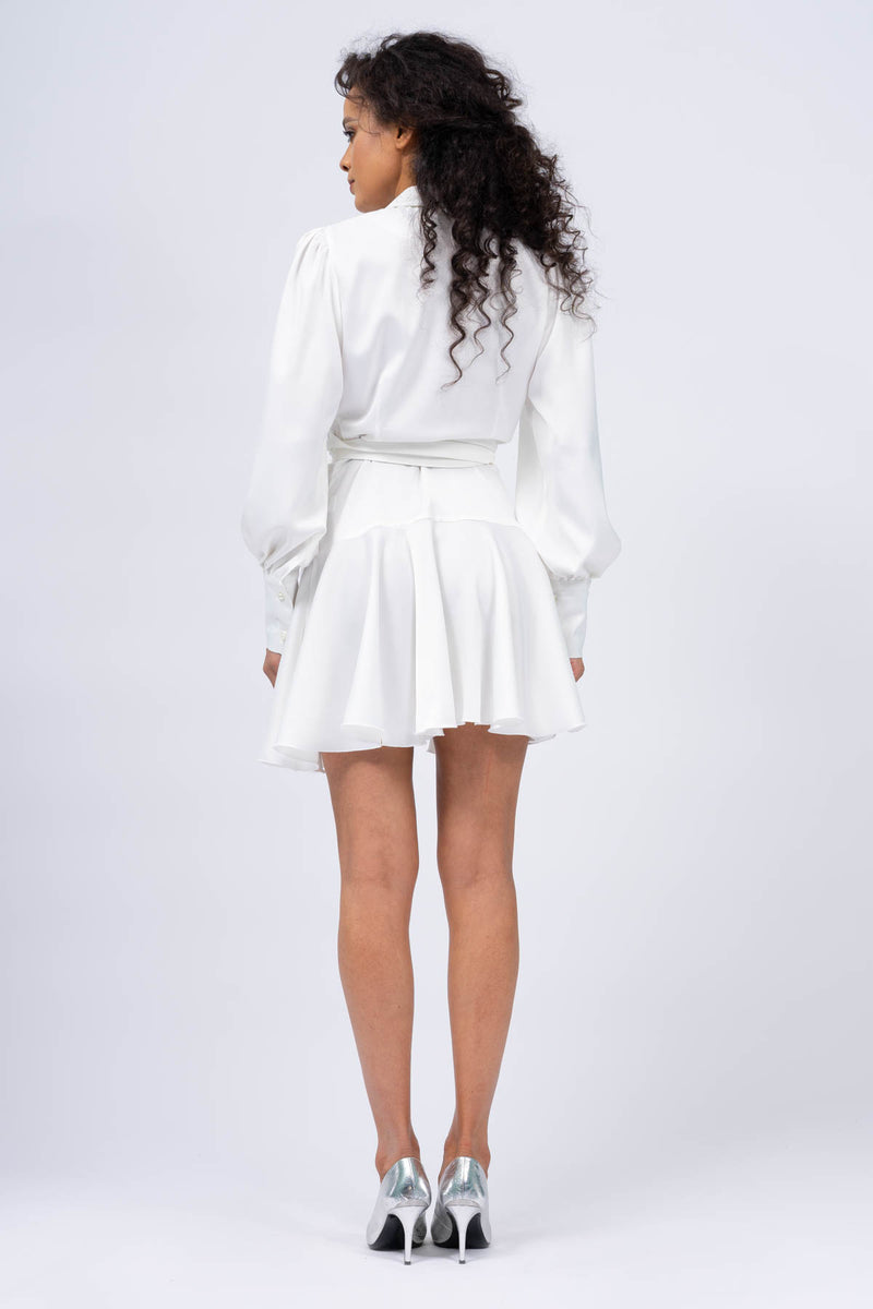 White Mini Dress with Lapels