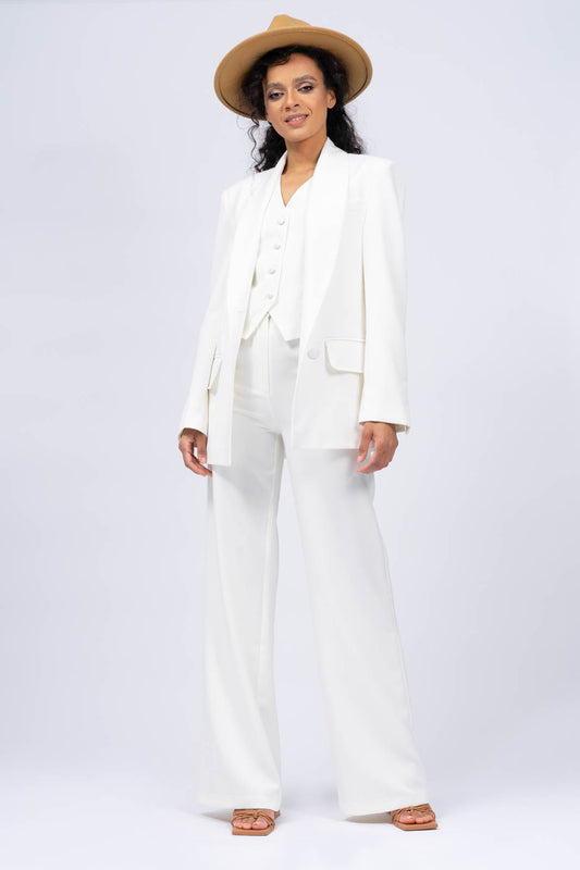 White Masculine Inspired Suit