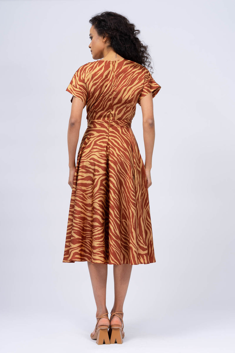 Brown Cocktail Dress with zebra print