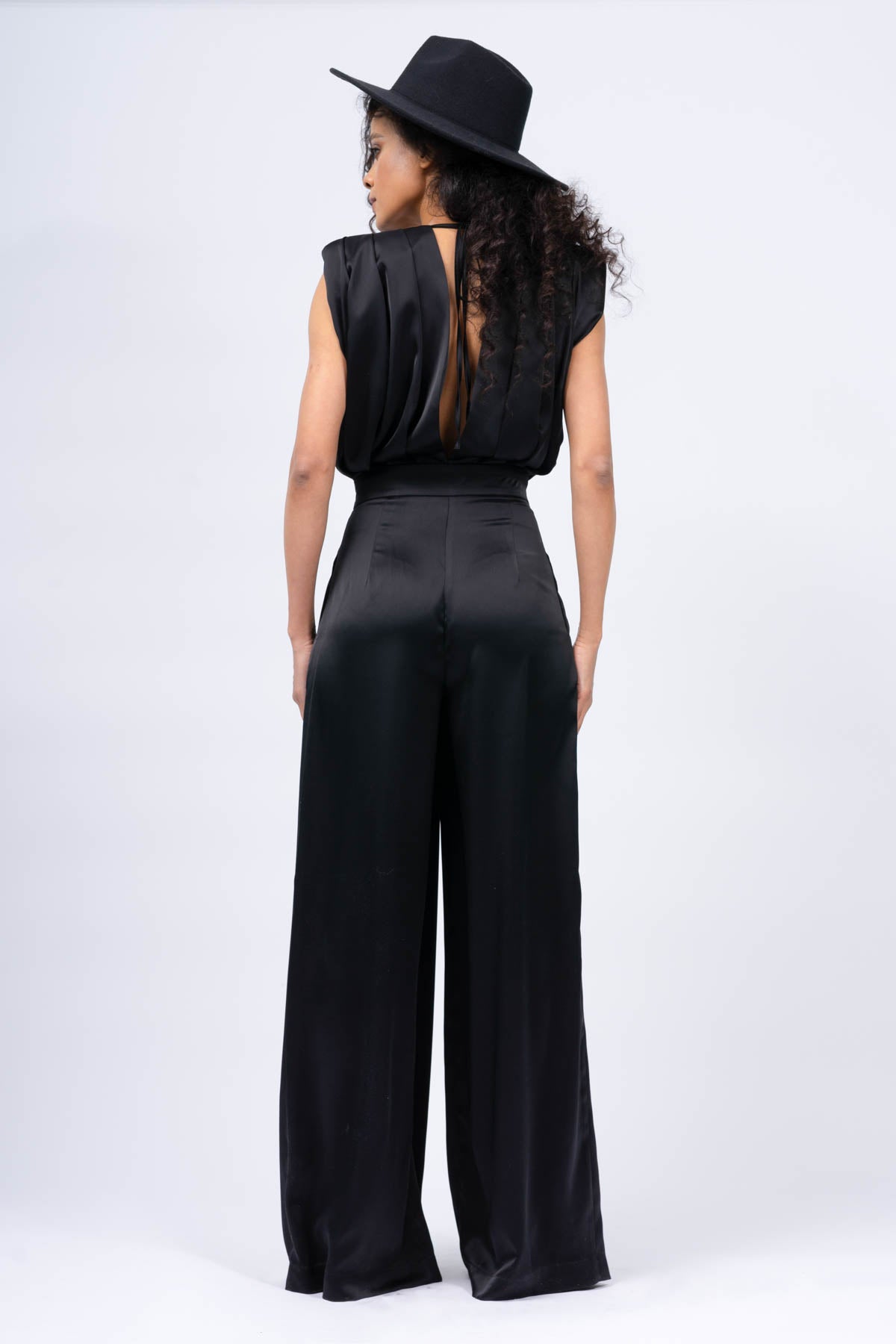 Black Maxi Draped Jumpsuit