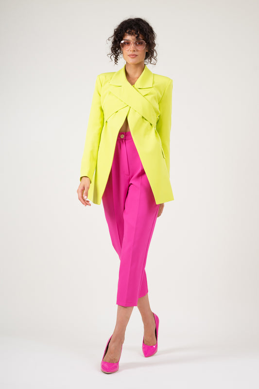 Deconstructed blazer with lapels - Neon yellow