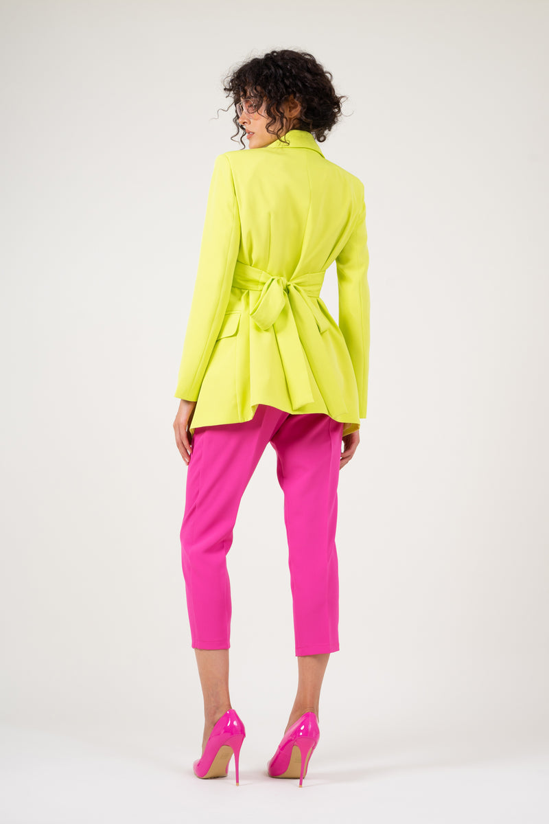 Neon pink slim fit trousers