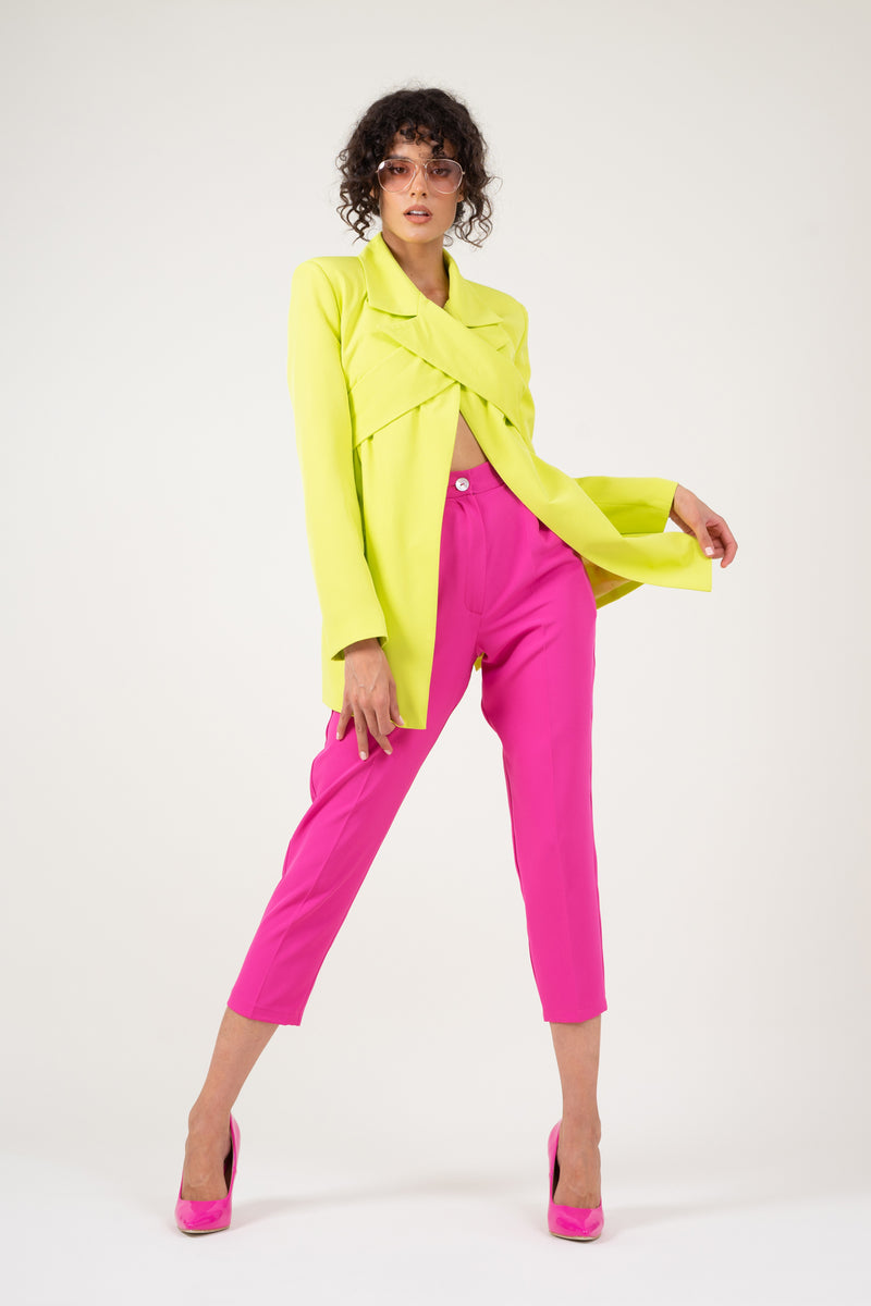 Deconstructed blazer with lapels - Neon yellow